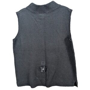 Kindred Spirit Sweater Womens Size XL Silk Linen Black Mock Neck Knit Sleeveless